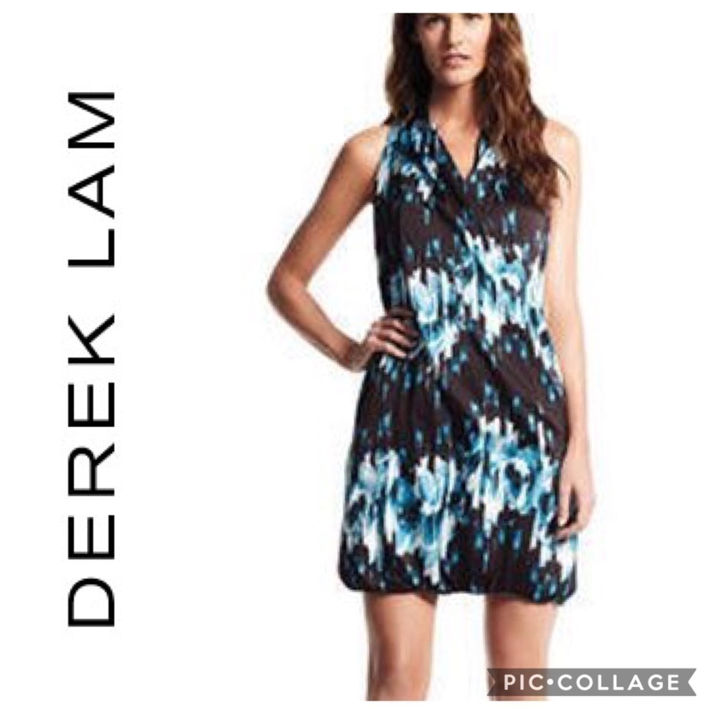 Derek Lam Design Nation Bubble Dress Medium Black Blue